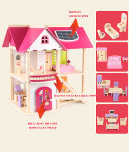 Giocattoli di legno all'ingrosso villa castelli regali per ragazze finta giocattolo casa rosa mobili per bambini set <span class=keywords><strong>case</strong></span> delle bambole in legno - Product Image 2