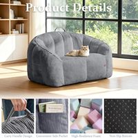 Canapé paresseux compressé sous vide, fauteuil pouf sans structure avec accoudoirs, mousse haute densité, mobilier de maison pour petits espaces, chambre à coucher