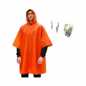 Poncho de survie en mylar, couverture imperméable en film d'aluminium enduit de PE, poncho de pluie d'urgence pour la randonnée, le camping et les activités de plein air - Product Image 1