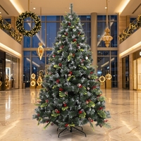 Arbre de Noël artificiel sur pied avec cônes de pin rouges, grand accessoire de photographie extérieur pour scène, jardin d'hiver et fêtes