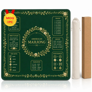 Tapis de Mahjong Américain Vert Émeraude Doré à Motifs Floraux, Antidérapant, Imperméable en Néoprène, avec Guide des Règles - Vente en Gros, MOQ 1PC - Product Image 2