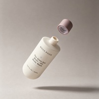 Bouteilles de gel douche en plastique HDPE de couleur crème beige, 300 ml et 350 ml, au toucher doux, avec bouchon de distribution central à verrouillage rotatif