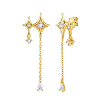 925 Silber Stern Moissanit Ohrstecker aus Guangxi, Luxuriöser Stil, Minimalistische Damen-Ohrringe im Instagram-Stil