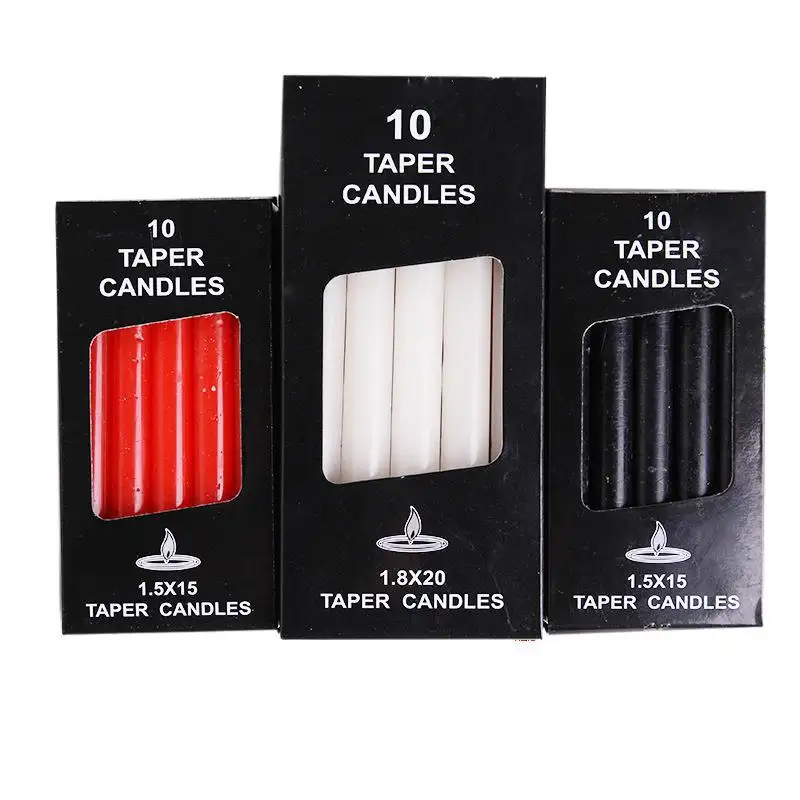 Wholesale 1.5cm*17 Religious Stick Candles Daily Use Red White Long Taper Candle Home Decor Lighting Candle