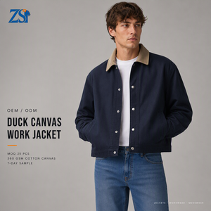 Chaqueta de Trabajo <span class=keywords><strong>para</strong></span> <span class=keywords><strong>Hombre</strong></span> Zesheng con Logotipo Personalizado, Cuello Alto, Largo Regular, Estilo Informal Elegante, Diseño de Parches en Mezclilla, Servicio OEM - Product Image 1