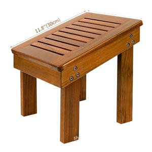 Taburete de Baño de Madera Maciza de 11.8 x 10 Pulgadas, Diseño Minimalista, Reposapiés para el Hogar, Asiento para Cambiar Zapatos en la Entrada - Product Image 1