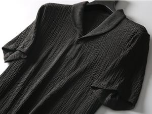 Новый 2026 KJ мужской повседневный летний костюм с коротким рукавом дышащая и быстросохнущая модная одежда с принтом, включая рубашку и шорты - Product Image 4