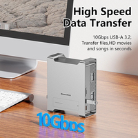 Basis Ekspansi SSD NVMe Super Cepat untuk Mac Mini M4, Hub USB-C 10Gbps, Slot HD MI 4K60Hz, Slot SD/TF4.0, Dudukan Terintegrasi