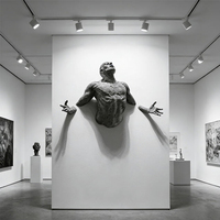 Sculpture murale décorative moderne en bronze coulé 3D, représentant un homme, pour hôtel, villa, hall d'entrée, en vente.