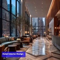 Solution clé en main de design d'intérieur pour hall d'hôtel en Australie, aménagement des espaces, rendu 3D, fourniture de mobilier, matériaux de construction