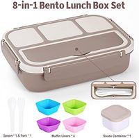Boîtes à lunch pour enfants avec compartiments, réutilisables, en silicone de qualité alimentaire, carrées, biodégradables, pliables, avec fourchette