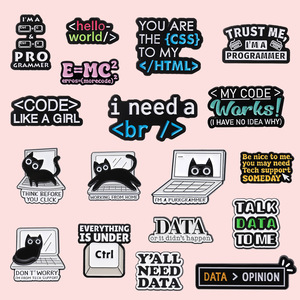 Set di Spille in Lega a Tema Programmazione, Pin Smaltati in Metallo con Tastiera e Codice, Regalo per Appassionati di Informatica, Collezione IT in Nichel Nero - Product Image 4