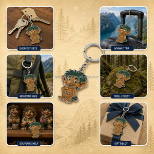Porte-clés Troll Norvégien en Gros, Souvenir Touristique d'Oslo, Dessin Animé, Émail Dur, Cadeaux en Métal, Fjords Nordiques de Norvège, Porte-clés Personnalisés - Product Image 2