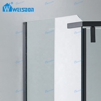 Weisdon Porte de douche en verre trempé encadré noir mat Salle de douche à pivot à charnière diamantée en acier inoxydable