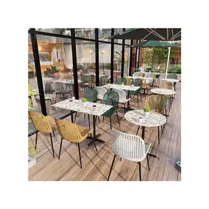 Terrazzo Table Dining Cafe Restaurant Table Set Cafe Outdoor Furniture Table And Chair Set For Cafe