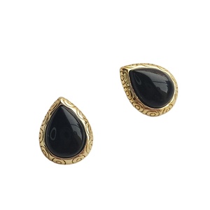 Số lượng lớn bán buôn vàng mạ đồ trang sức mỹ Mã Não Ánh sáng sang trọng Stud 925 Sterling bạc đen <span class=keywords><strong>Onyx</strong></span> Đá Quý Bông tai - Product Image 1