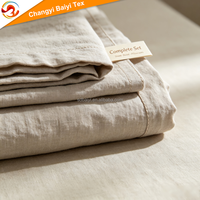 Housse de couette en lin 100% pur lin, couleur beige naturel, ensemble de literie, drap de lit, housse de couette Queen King Single Euro