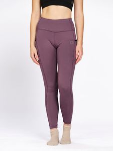 Leggings mi-mollet en Lycra extensible rose oignon pour femme avec deux poches latérales et une poche arrière discrète, taille mi-haute, pour le sport - Product Image 2