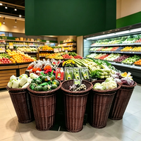 Panier à fruits rond en saule tressé à la main, panier de présentation pour supermarché, panier de rangement pour magasin