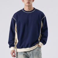 Sweat-shirts en molleton bouclette amples à col rond, patchwork, avec impression en relief et blocs de couleur, vente en gros