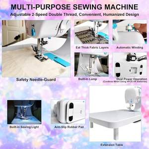 Machines à coudre portables à haute et basse vitesse, 12 points intégrés avec fonction de couture inversée, surjeteuses à double fil pour la réparation - Product Image 4
