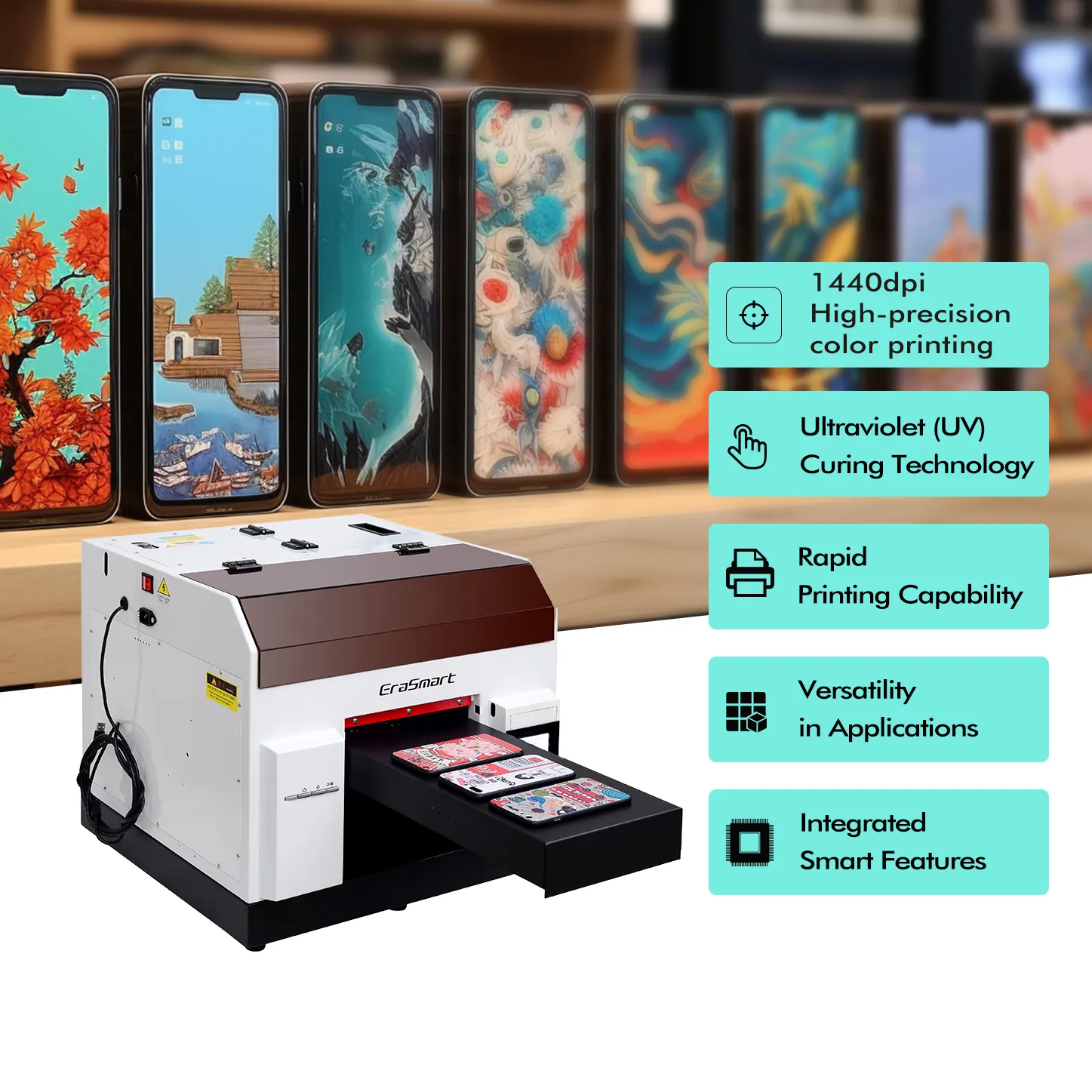 EraSmart Capa para Telefone 6 Cores A4 Impressora UV Máquina de Impressão a jato de Tinta Digitle para Pequenas Empresas