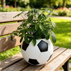 Fioriera in Plastica con Design a Pallone da Calcio, Corpo Stampato Direttamente con Pannelli Neri Verniciati a Spruzzo. Stile Sportivo Moderno per Giardino e Arredamento Casa - Product Image 6