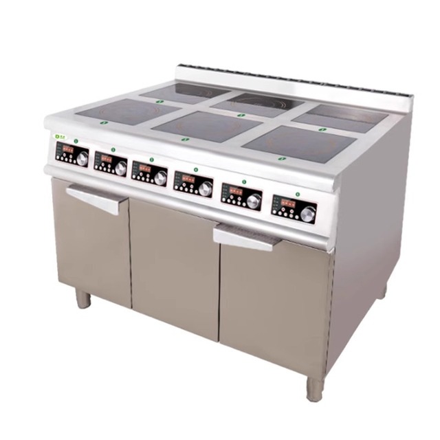 Electric Four-head Stainless Steel Induction Cooker with Cabinet Holder for Commercial Kitchens Wall-Mounted 3500W*4 380V