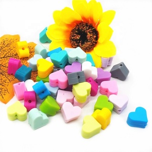Fast Shipping Food Grade Jewelry Pens Keychain Making DIY Spacer Heart <strong>Silicone</strong> <strong>Bead</strong> 15mm - Product Image 3
