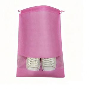 Sac à chaussures en non-tissé écologique avec logo personnalisé, anti-poussière, pour le voyage, avec cordon de serrage et fenêtre transparente pour le rangement - Product Image 4