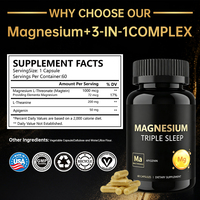 Complément alimentaire à marque privée de L-thréonate de magnésium en capsules OEM pour adultes, triple effet : sommeil, soutien osseux et articulaire, L-théanine, acacétine