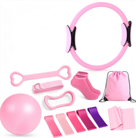 Kit de Pilates 13 Pièces : Ballon de Yoga Rose, Anneau de Yoga, Bande Élastique, Cercle de Pilates – Ensemble d'Exercices et de Fitness