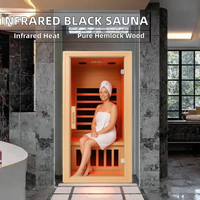 PLT - Sauna infrarouge moderne en bois massif avec fenêtres en traversée, chauffage à faible EMF, capacité 1 personne, pour appartement et villa