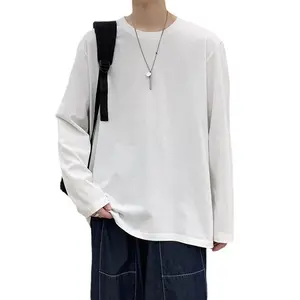 Kaus Crop Top Lengan Panjang 230GSM, T-shirt Katun Tinggi 100% Logo Kustom Ukuran Besar
