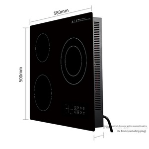 Table de cuisson électromagnétique 4 brûleurs encastrable, usage commercial, haute puissance 3500W, étanche, écran LCD, commande tactile, électrique - Product Image 3