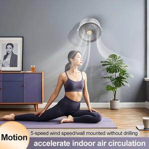 Ventilador de pared/escritorio de 5 velocidades con 720 puntas. Función de ajuste y repelente de mosquitos, carga tipo C - Product Image 5