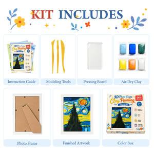 Kit de Peinture en Argile 3D Cadre Photo Ciel Étoilé Relief Artistique Non Toxique Style Van Gogh DIY Décoration Maison Cadeau OEM Vente en Gros - Product Image 2