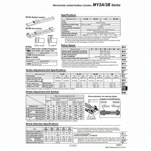 Cilindro sin vástago SMC Pneumatics, cilindros articulados mecánicamente, categoría de producto - Product Image 1