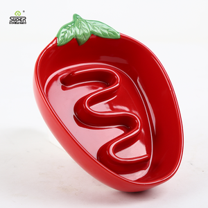Bol pour <span class=keywords><strong>chat</strong></span> de nourriture lente en forme de fraise, alimentation saine anti-avale assiette de nourriture lente alimentation <span class=keywords><strong>chat</strong></span> bol de nourriture pour <span class=keywords><strong>chat</strong></span> en céramique - Product Image 5