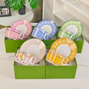 High Quality Light Luxury European <b>Bone</b> <b>China</b> Cups and Saucers Eco-Friendly for Afternoon <b>Tea</b> Wedding Gifts with Gift Boxes - Product Image 1
