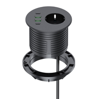 Tomacorriente Redondo Inteligente de 3 Pulgadas para Escritorio de Oficina Industrial, con Puerto USB, Oculto en la Superficie, con Enchufe Europeo