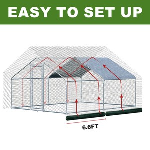 Gallinero Espacioso de Acero Galvanizado con Barras Altas para Descansar y Bandejas Deslizantes para la Reproducción, Diseño Duradero para la Cría de Gallinas Ponedoras - Product Image 6