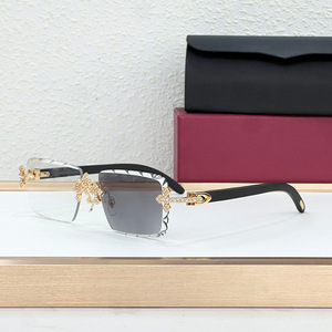 Gafas de Sol Sin Marco con Adornos de Diamantes, Lentes Degradadas, Protección UV400, Estilo Moderno para Mujer - Product Image 2