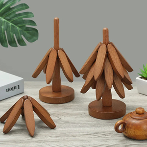 Custom Logo Tree Design Stand Bamboo Wooden <b>Trivets</b> Decorative Anti Scald Heat Resistant Table Mat Coaster <b>Wood</b> Placemats Pot - Product Image 2