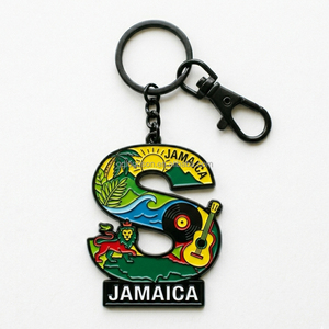 Llavero de metal esmaltado con la letra 'A' de Jamaica, león de reggae y playa, recuerdo de viaje <span class=keywords><strong>del</strong></span> <span class=keywords><strong>Caribe</strong></span>, venta al por mayor - Product Image 3