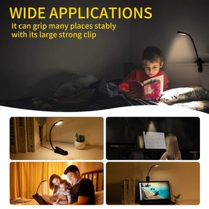 Gran oferta, alimentada por batería Mini lectura de libros, lámpara de mesa de luz nocturna USB, protección ocular, táctil, 3 modos, lámpara de escritorio con Clip ajustable - Product Image 3