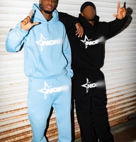 Ensemble de survêtement pour hommes avec logo imprimé en relief personnalisé, vêtements de sport, streetwear, jogging, sweat-shirts et pantalons de survêtement avec cordon de serrage