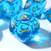 Jeu de dés polyédriques en résine bleu clair pour jeux de société, dés pour Dungeons & Dragons - RD Bleu clair