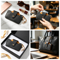 Porte-cartes multifonction en cuir PU et étui à lunettes de soleil avec porte-clés, logo personnalisé accepté, vente en gros