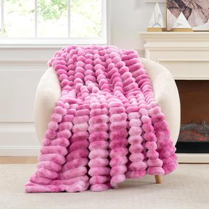 <span class=keywords><strong>Plaid</strong></span> en fausse fourrure pour canapé, couverture douillette et chaude en peluche rayée pour canapé, chambre à coucher, salon, 50 * 60 pouces, <span class=keywords><strong>rose</strong></span> tie-dye - Product Image 1